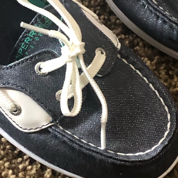 Sperry Top Sider Shoresider Sparkle Blue Boat Shoe Soze 5.5 kids New NWOT SlipOn - Picture 2 of 7